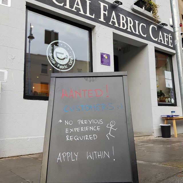 Close-up of the Social Fabric Café's sandwich bar